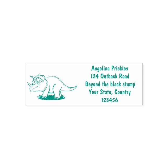 Tampon Auto-encreur Caricature de dinosaure de triceratops vert mignon (Design)