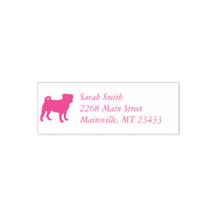Tampon Auto-encreur Carlin chien Baby shower rose chiot fille