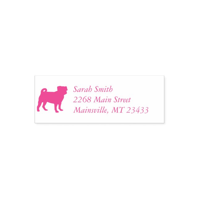 Tampon Auto-encreur Carlin chien Baby shower rose chiot fille (Design)