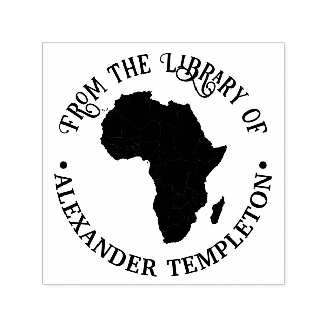 Tampon Auto-encreur Carte de l'Afrique Silhouette "From the Library of (Design)