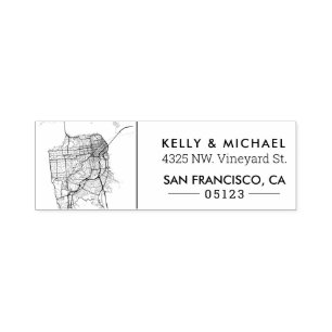 Tampon Auto-encreur Carte de San Francisco Adresse personnalisée