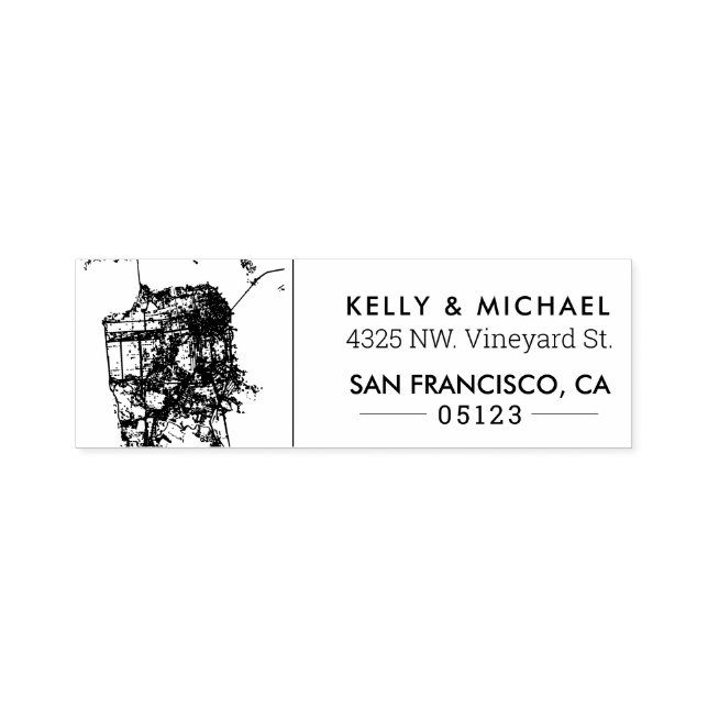 Tampon Auto-encreur Carte de San Francisco | Adresse personnalisée (Design)