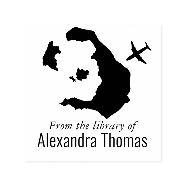 Tampon Auto-encreur Carte de Santorin Grèce Plan Avion Bibliothèque No (Design)