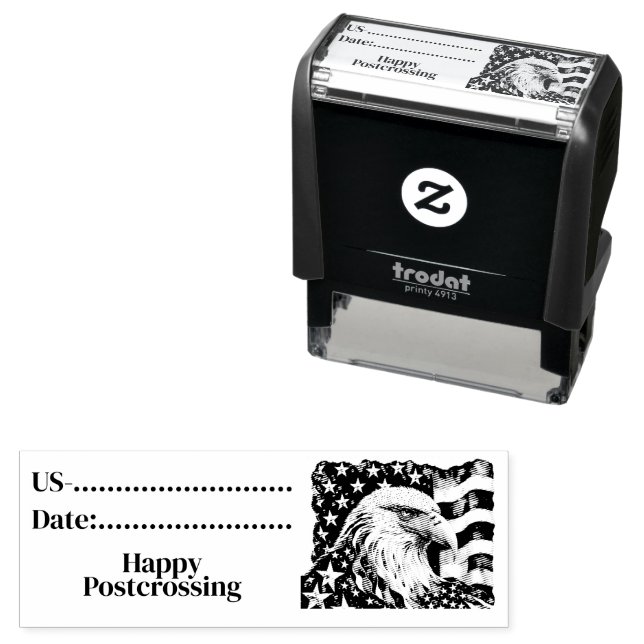 Tampon Auto-encreur Carte postale USA, USA Eagle Design, (En situation)