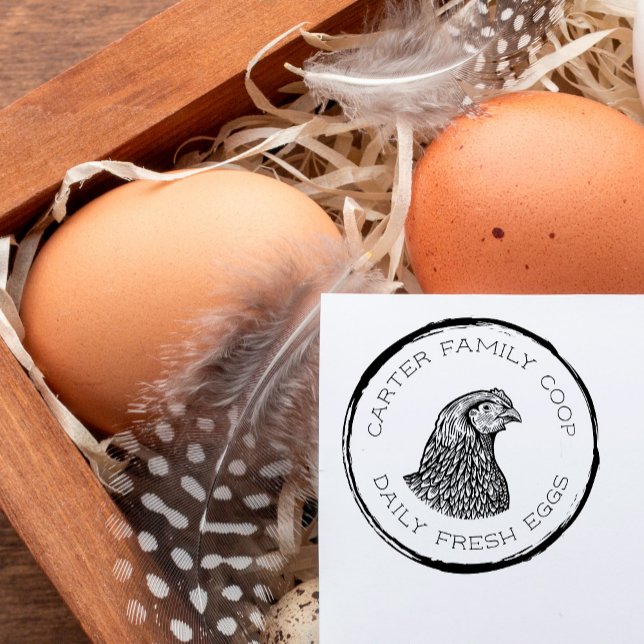 Tampon Auto-encreur Carton d'oeuf frais de ferme rustique familiale (Créateur téléchargé)