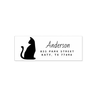 Tampon Auto-encreur Cat Pet Lover Adresse de retour Timbre