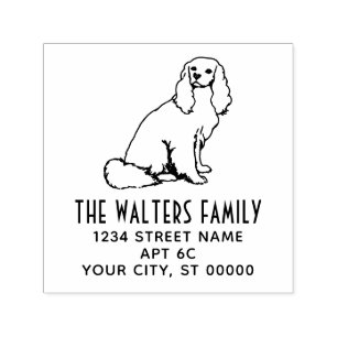 Tampon Auto-encreur Cavalier King Charles Spaniel Chien Nom Adresse