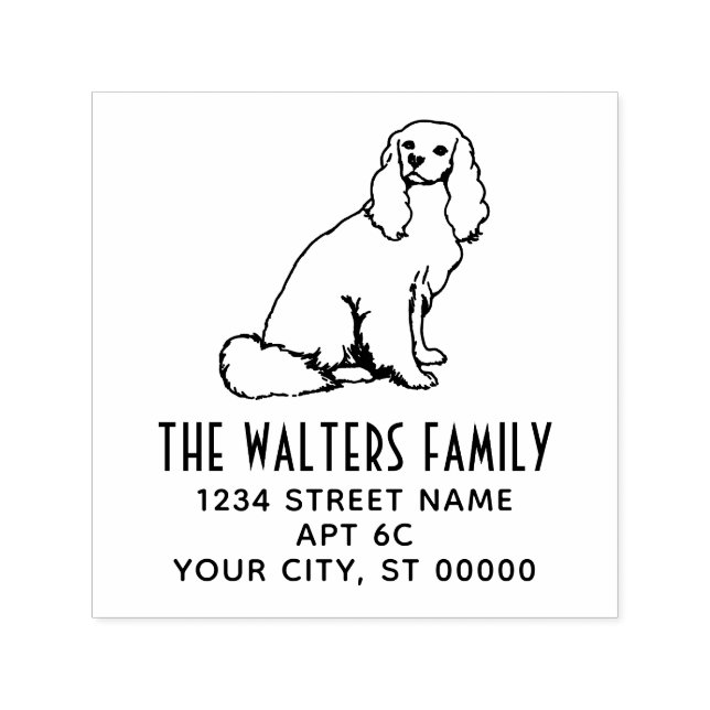 Tampon Auto-encreur Cavalier King Charles Spaniel Chien Nom Adresse (Design)