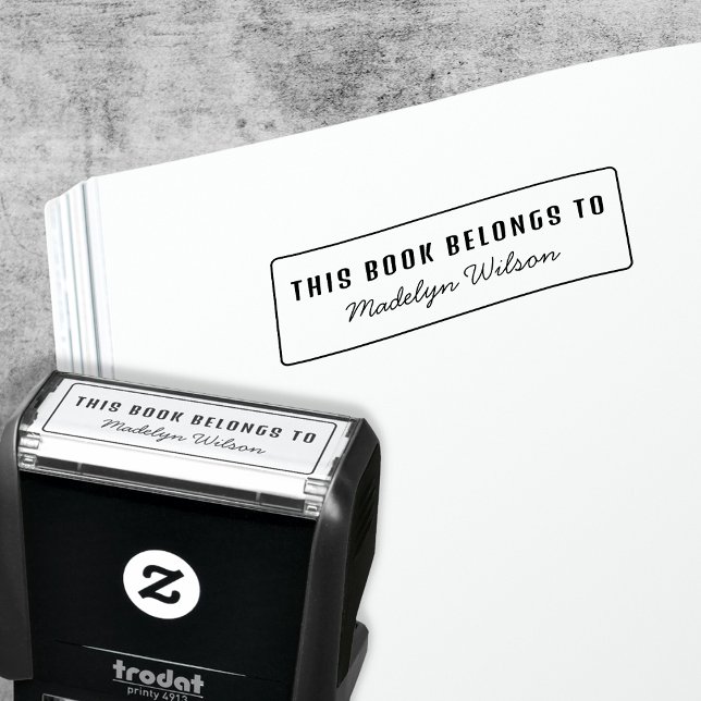 Tampon Auto-encreur Ce Livre Appartient À - Nom Plaque (Créateur téléchargé)