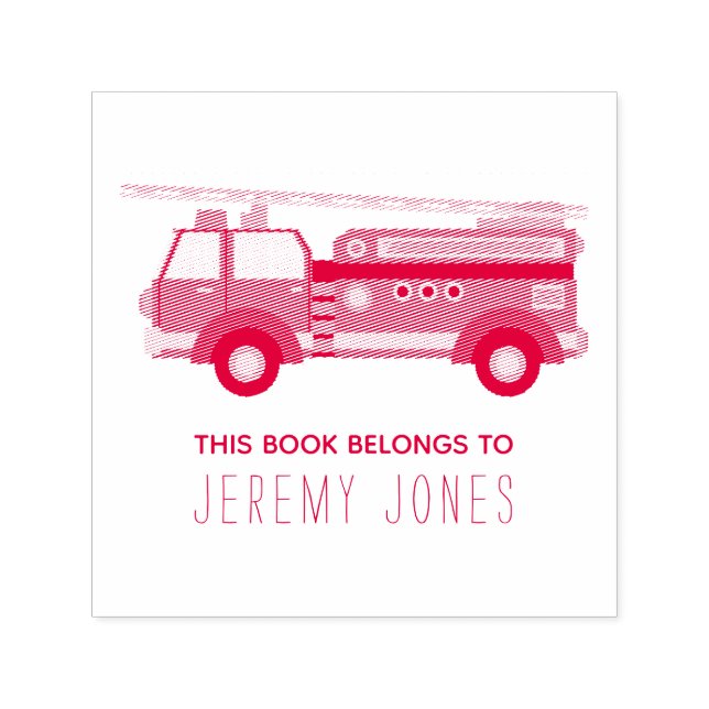Tampon Auto-encreur Ce livre appartient au nom camion feu (Design)
