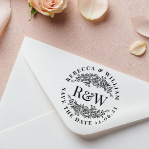 Tampon Auto-encreur Charmant Monogramme Floral Auto-Inking Enregistrer