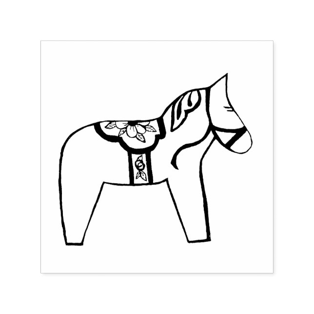 Tampon Auto-encreur Cheval de Dala aux fleurs (Design)