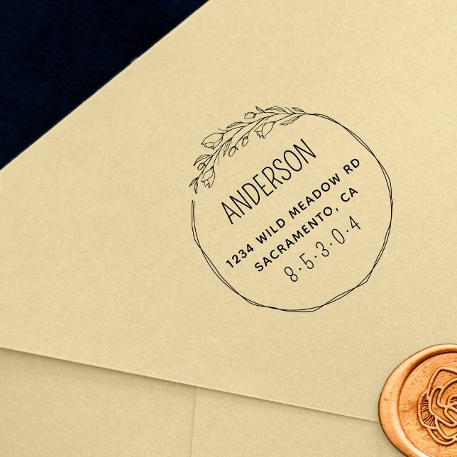 Tampon Auto-encreur Chic Botanique Wreath Adresse de retour personnali (Créateur téléchargé)