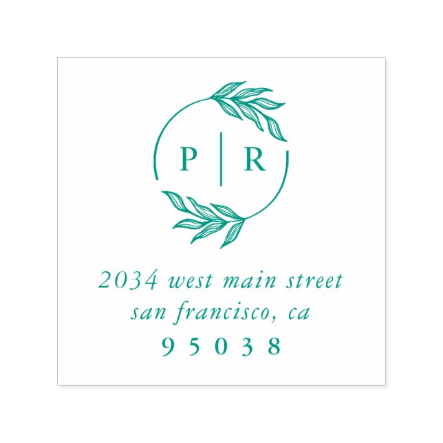 Tampon Auto-encreur Chic Monogram Wreath Mariage Adresse de retour (Design)