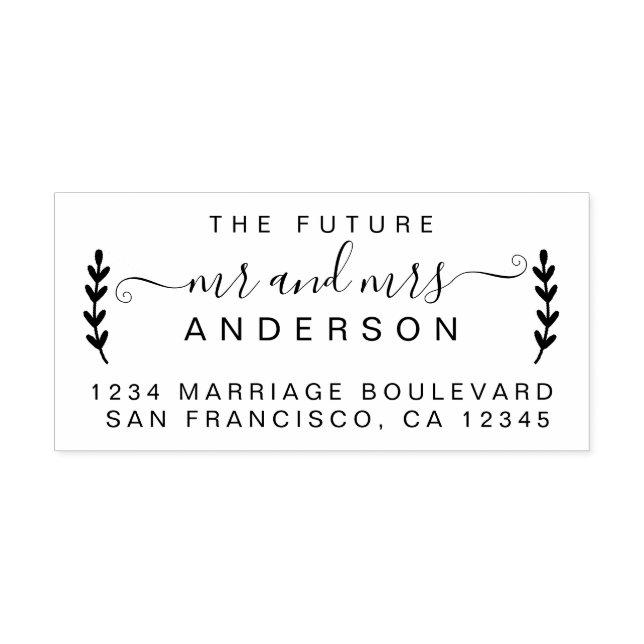 Tampon Auto-encreur Chic Script Future M. Mme Mariage Adresse de retou (Design)