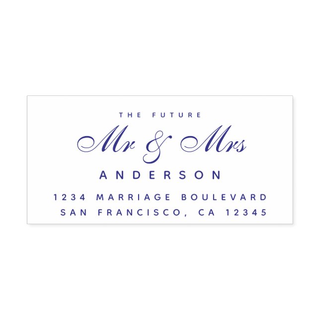 Tampon Auto-encreur Chic Script Future M. Mme Mariage Adresse de retou (Design)