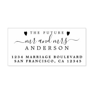 Tampon Auto-encreur Chic Script Future M. Mme Mariage Adresse de retou