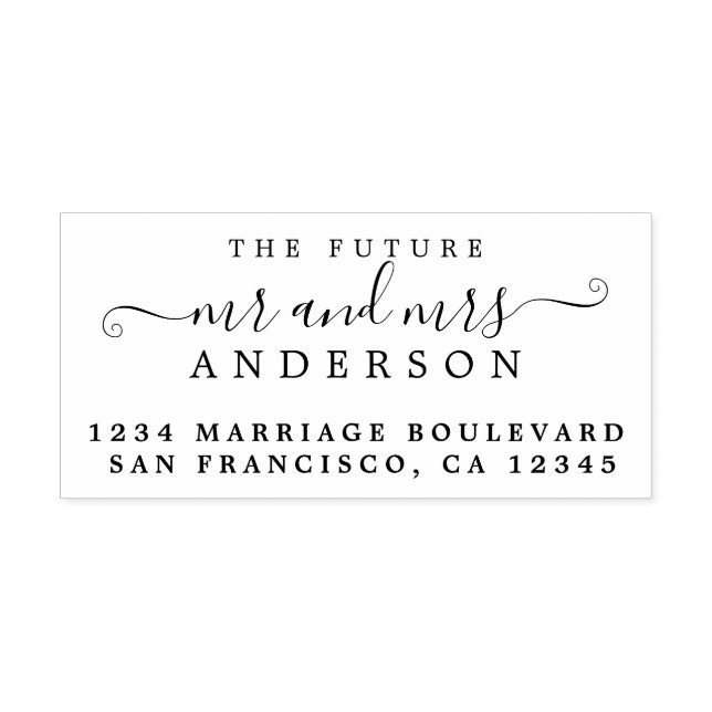 Tampon Auto-encreur Chic Script Future M. Mme Mariage Adresse de retou (Design)