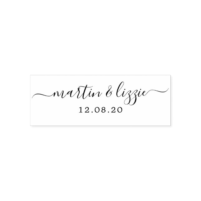 Tampon Auto-encreur Chic Script Names Mariage Date Bande de ventre (Design)