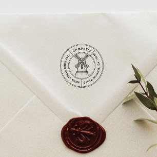 Tampon Auto-encreur Chic Vintage Rustique Windmill Adresse personnalis