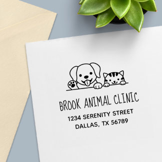 Tampon Auto-encreur Chien Chat vétérinaire Animal Clinique Adresse