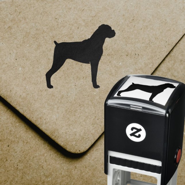 Tampon Auto-encreur Chien de race Boxer Silhouette avec oreilles natur (Créateur téléchargé)