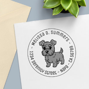 Tampon Auto-encreur Chien Scottish Terrier Rond Adorable Adresse