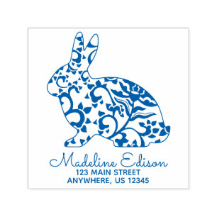 Tampon Auto-encreur Chinoiserie Bunny Rabbit Adresse Stamp auto-encre