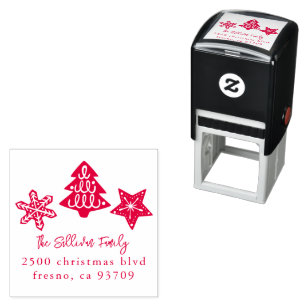 Tampon Auto-encreur Christmas Tree Stars Adresse de retour