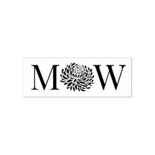 Tampon Auto-encreur Chrysanthemum Couple Mariage 2 Monogramme initial 