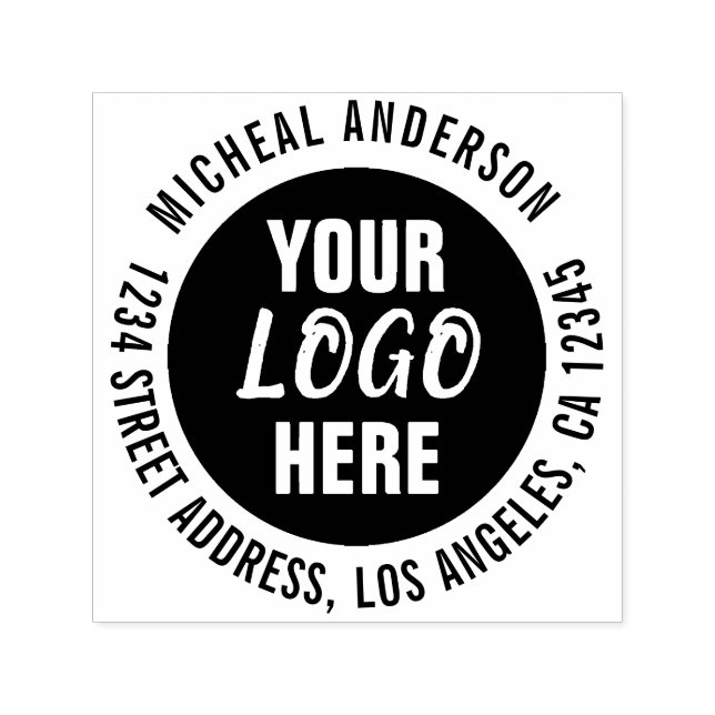 Tampon Auto-encreur Circle Entreprise Logo ou Image Adresse Arrondi Pe (Design)