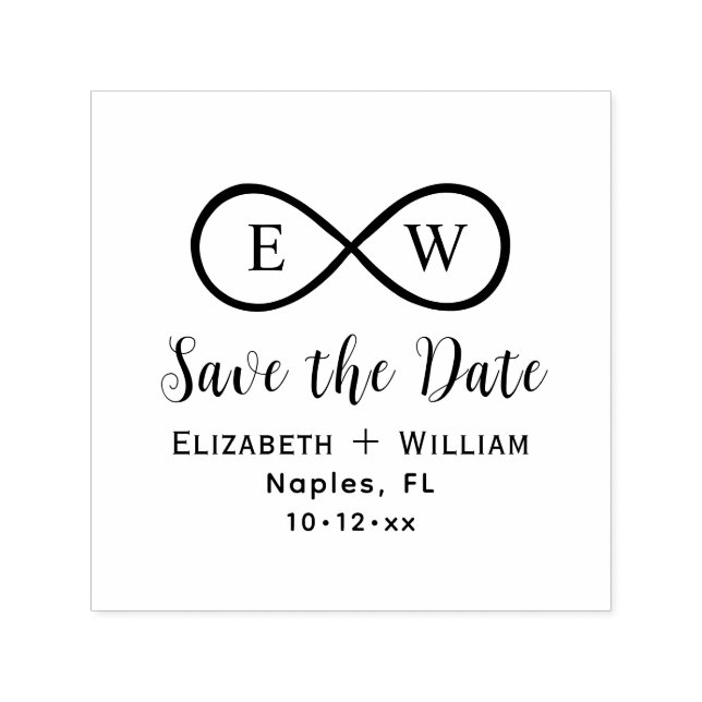 Tampon Auto-encreur Classic Infinity Monogram Wedding Save the Date (Design)