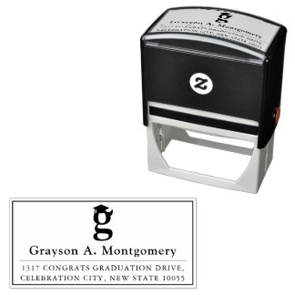 Tampon Auto-encreur Classic Monogram G Black Graduation Cap Address