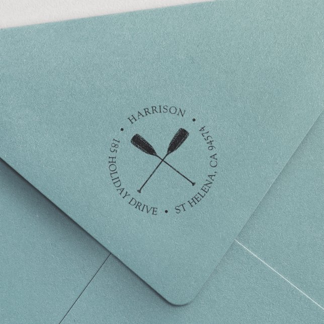 Tampon Auto-encreur Classic Nautical Oars Adresse de retour (Créateur téléchargé)