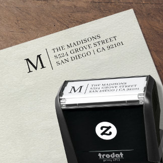 Tampon Auto-encreur Classic Simple Monogramme Adresse de retour