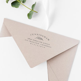 Tampon Auto-encreur Classy Botanical Branch Nom de famille Adresse de 