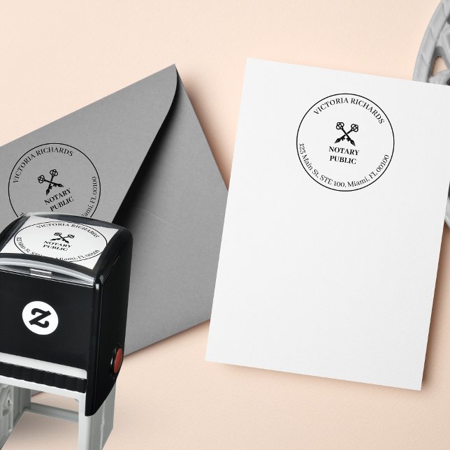 Tampon Auto-encreur Clé croisée de bureau professionnelle et logo de s (Créateur téléchargé)