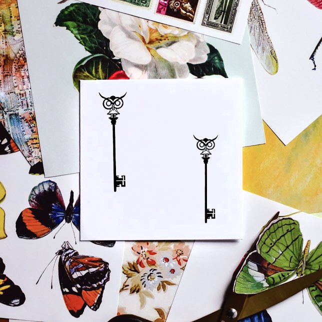 Tampon Auto-encreur Clé de hibou tribal noire (Créateur téléchargé)