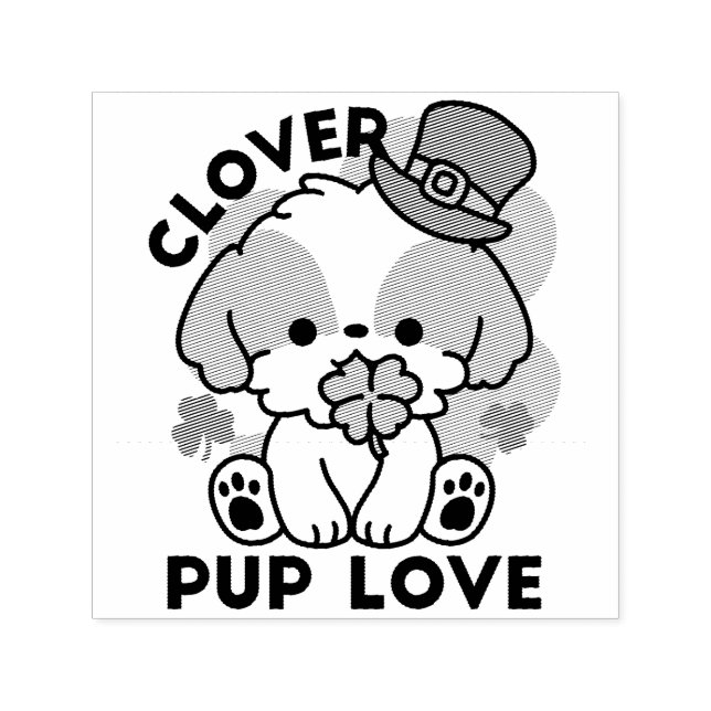 Tampon Auto-encreur Clover Pup Love - St. Patrick's Day Chien Design (Design)