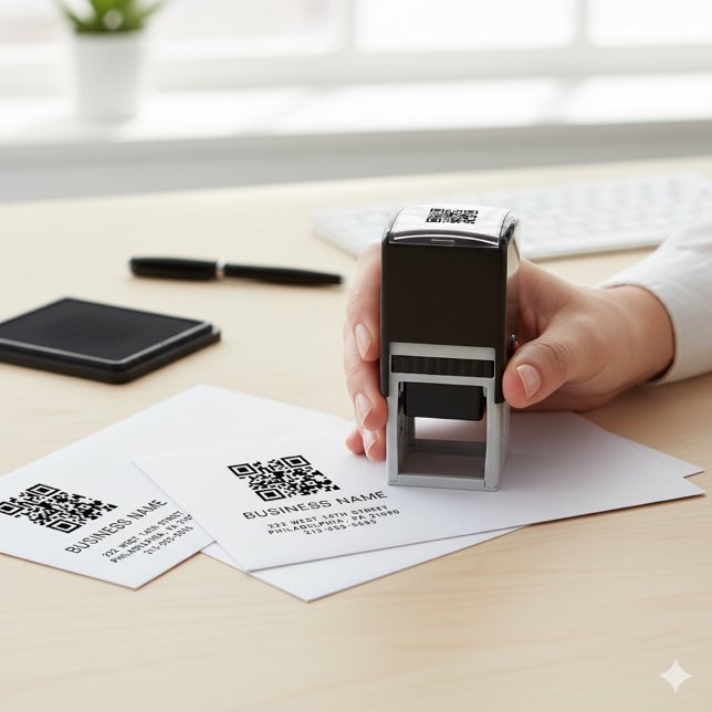 Tampon Auto-encreur Code QR moderne Nom commercial ou logo (Créateur téléchargé)