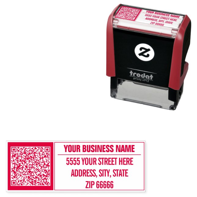 Tampon Auto-encreur Code QR personnalisé Votre nom Adresse Timbre auto (En situation)