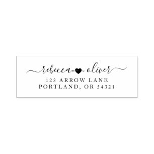 Tampon Auto-encreur Coeur avec flèche Mariage Adresse de retour