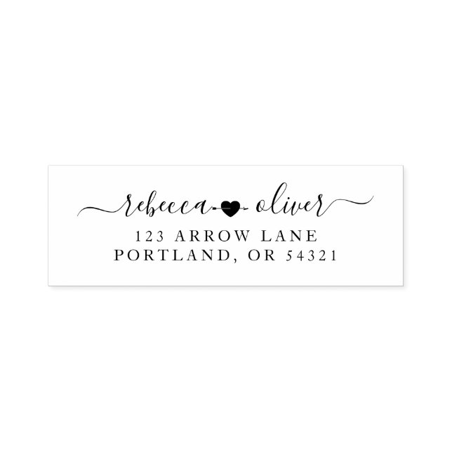 Tampon Auto-encreur Coeur avec flèche Mariage Adresse de retour (Design)
