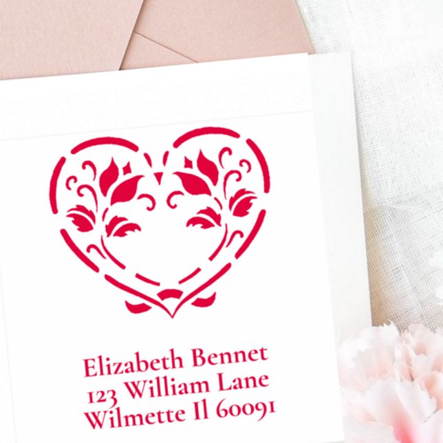 Tampon Auto-encreur Coeur floral folklorique (Créateur téléchargé)