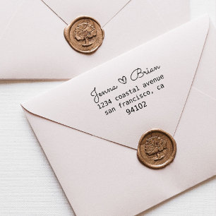 Tampon Auto-encreur Coeur Mariage manuscrit Timbre d'adresse de reto