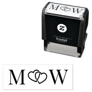 Tampon Auto-encreur Coeurs enmêlés Couple Mariage 2 Monogramme initial
