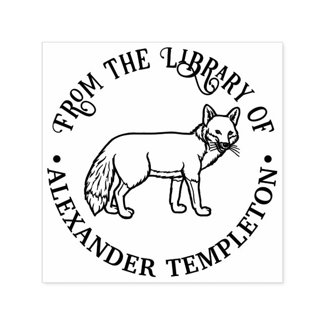 Tampon Auto-encreur Contour de renard rustique « De la bibliothèque de (Design)