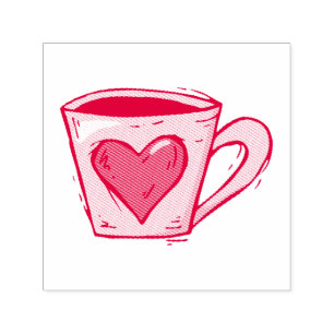 Tampon Auto-encreur Coupe De Café Avec Timbre Coeur