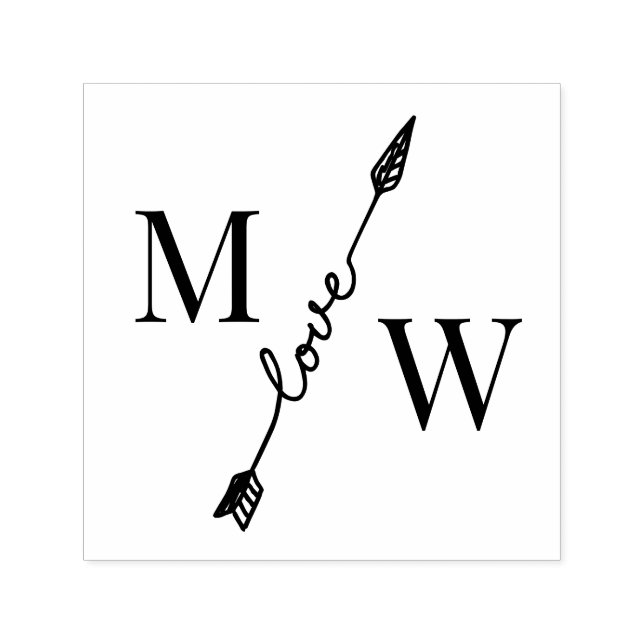 Tampon Auto-encreur Couple 2 Monogramme Initial avec Espacement de Flè (Design)