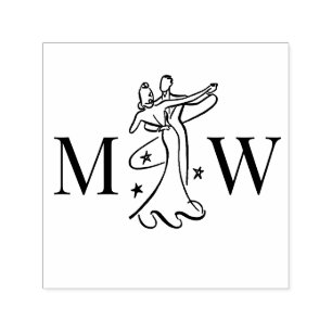 Tampon Auto-encreur Couple de danseurs #1 Mariage 2 Monogramme initial
